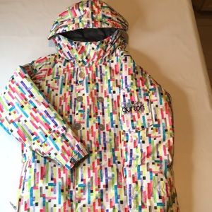 Burton girls ski coat rainbow ruffles. NWOT